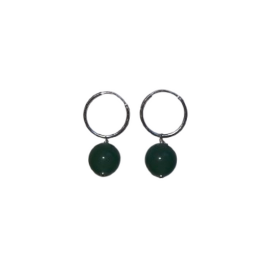 Green Aventurine Gemstone Bubble Drop Hoop Earrings